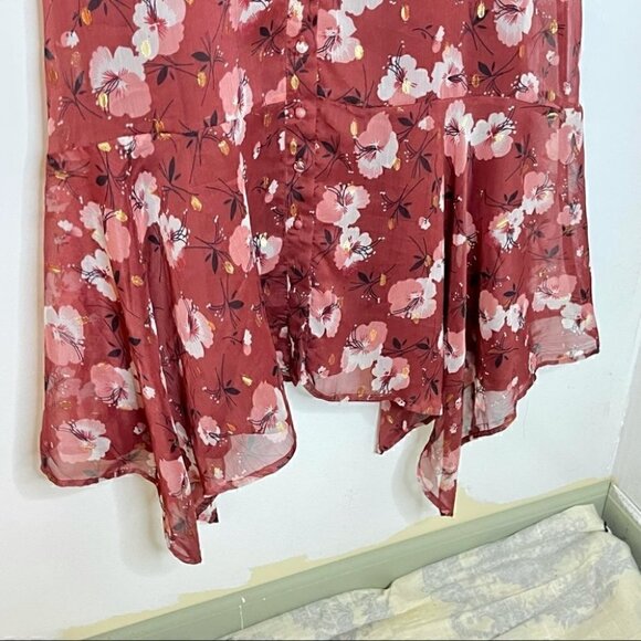 NWOT Walter Baker Smith Midi Dress Berry Hibiscus - Picture 5 of 11